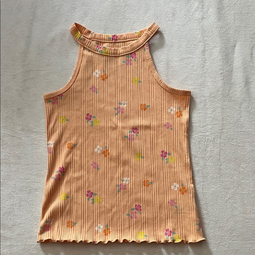 Cat & Jack Orange Floral Ribbed Tank Top